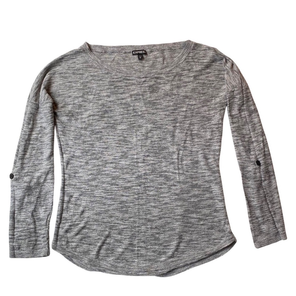 M Gray/ Grey Express Brand Knit Shirt with Button Sleeve Option